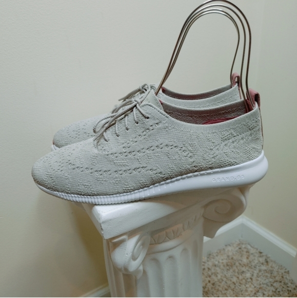 COLE HAAN ZERØGRAND STITCHLITE WINGTIP OXFORD SNEAKER, GRAYISH TAUPE 9.5B - Picture 10 of 14